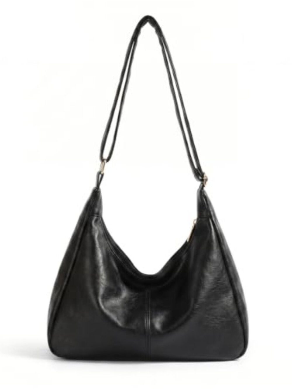 Faux Leather Hobo Shoulder Bag Slouchy Crossbody Purse Adjustable Strap